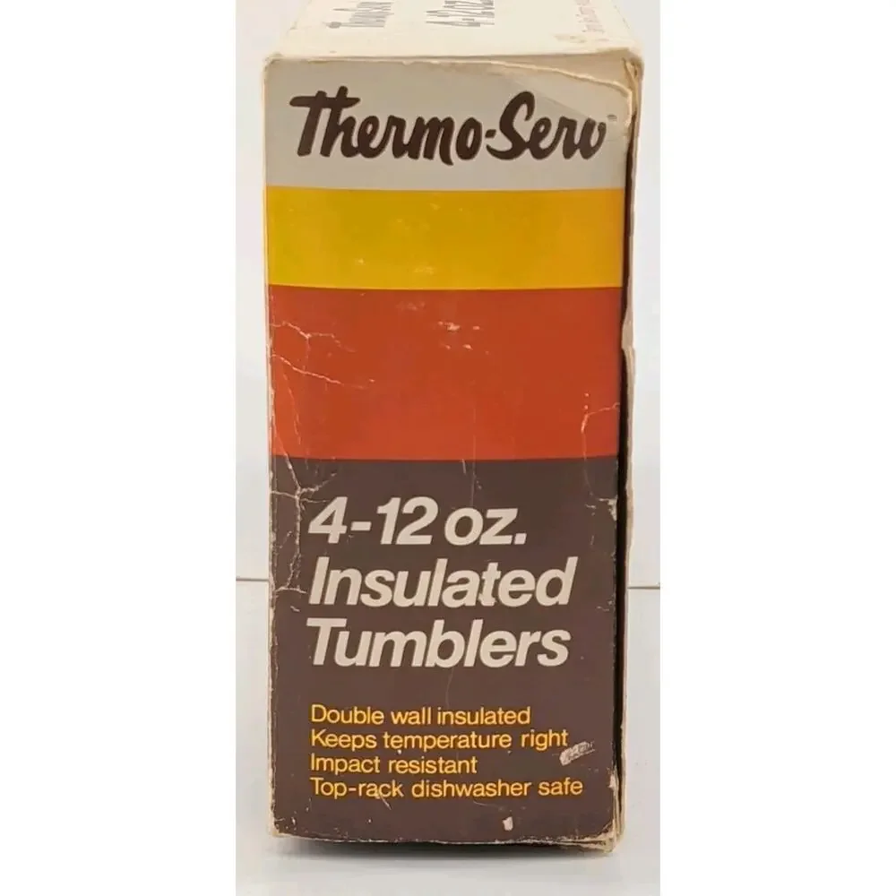 Vintage Thermo-Serv 12oz Cups Insulated Tumblers 4 Pc Set Freedom USA Thermos